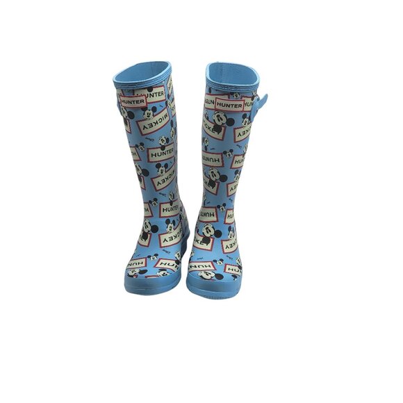 Hunter Disney Mickey Mouse Original Kids Rain Boots Blue‎ Size 2 Boys 3 Girls - Picture 2 of 6